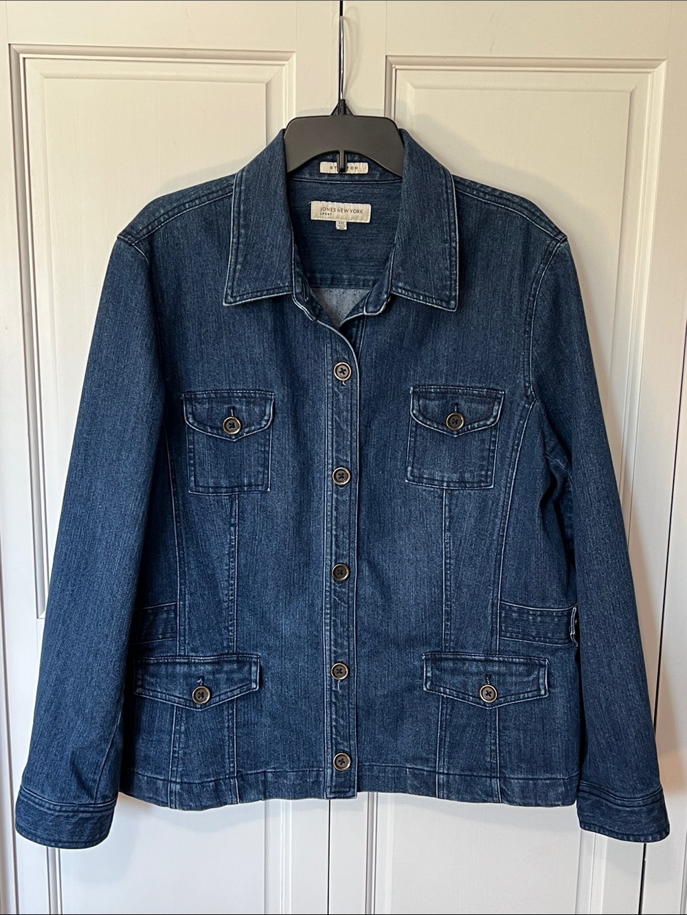 Jones New York Sport Stretch Jean Jacket, dark wash, wos. XXL